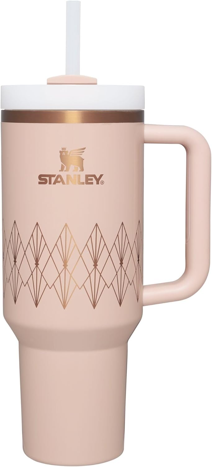 40oz pink art deco stanley tumbler